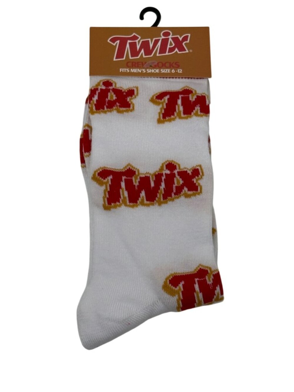 Twix Crew Socks Men's Size 6-12 White Candy Bar Logo Novelty Gift NWT